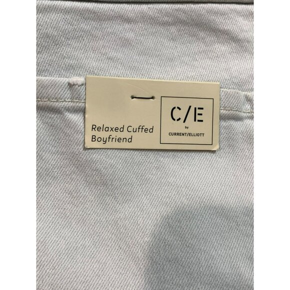 Current/Elliott Relaxed Boyfriend Jeans 27 Light Wash Cuffed Cotton Blend NWT - Picture 4 of 7